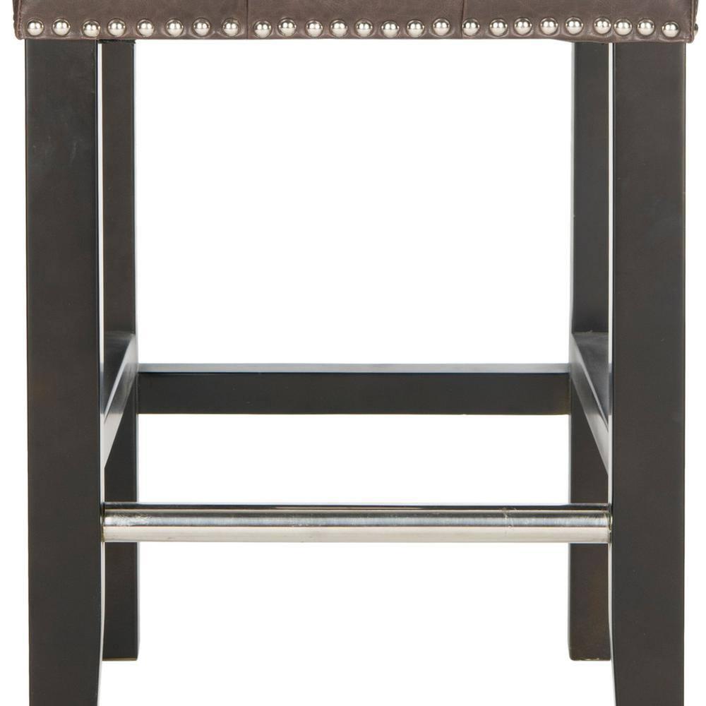 Thompson 23.9" Leather Counter Stool W/ Silver Nailheads - Antique Brown - Safavieh
