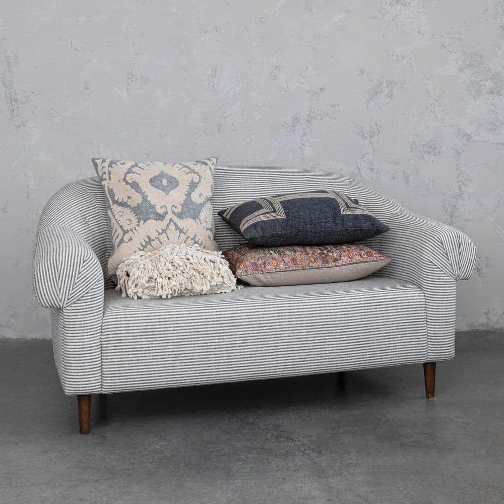 Creative Co-Op Artiste Cotton Printed Lumbar Pillow with Pattern and Chambray Back