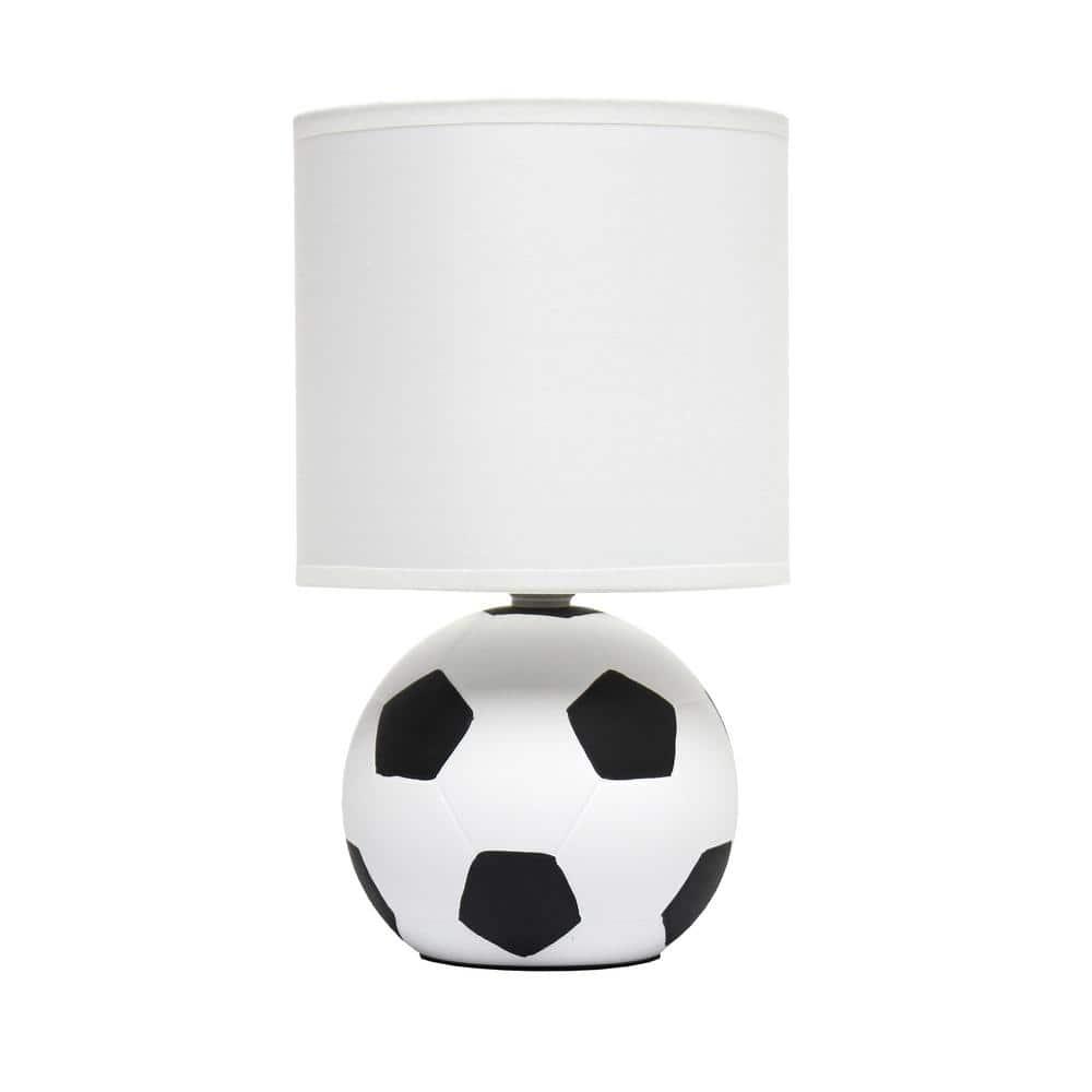 Simple Designs 10.7" Sports Lite Mini Soccer Table Lamp Mancave White and Black