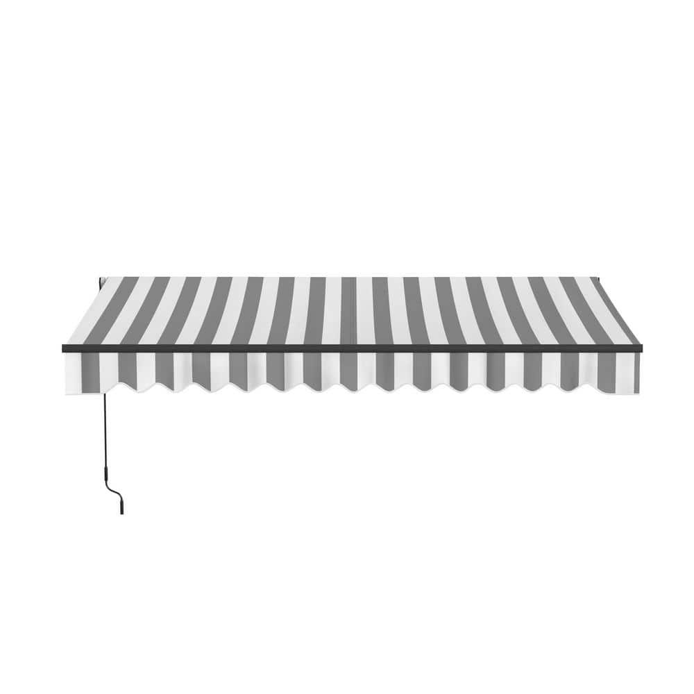 Retractable Home Patio Awning | Deck Canopy |UV Protection Sunshade | Manual Black Frame | Upgraded 2024