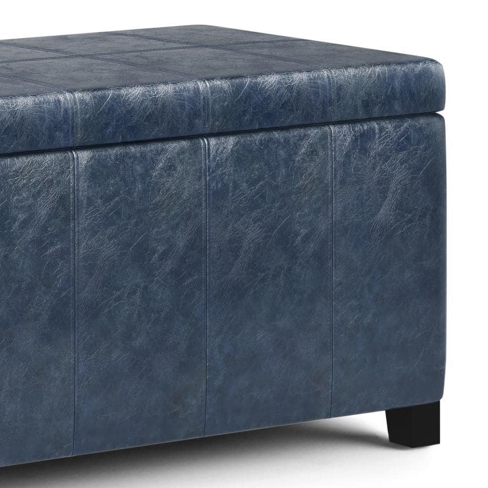 Simpli Home Dover 36"W Upholstered Storage Ottoman Bench with Lift-Top and Large Interior Storage