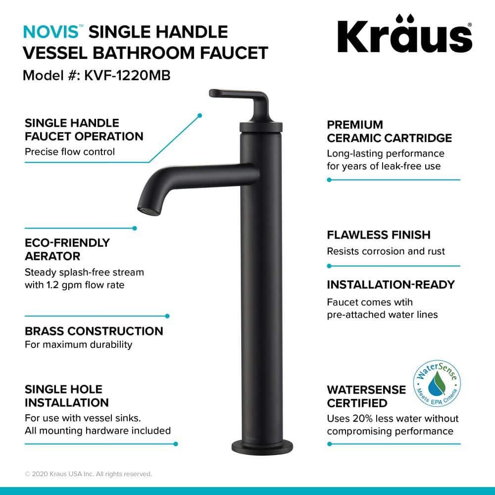 Ramus Vessel Sink Bathroom Faucet with Drain Assembly