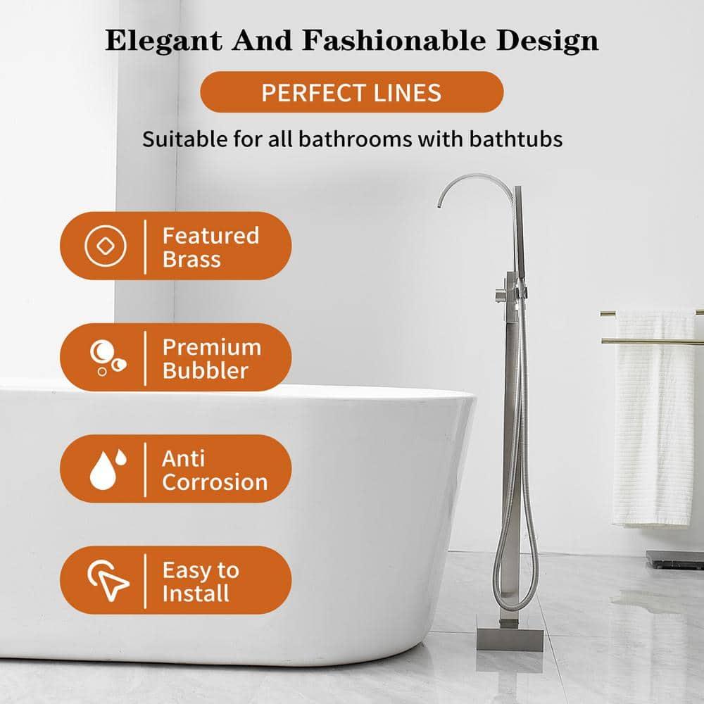 VIBRANTBATH A-97011-N 1 Handle Floor Clawfoot Tub Faucet with Diverter