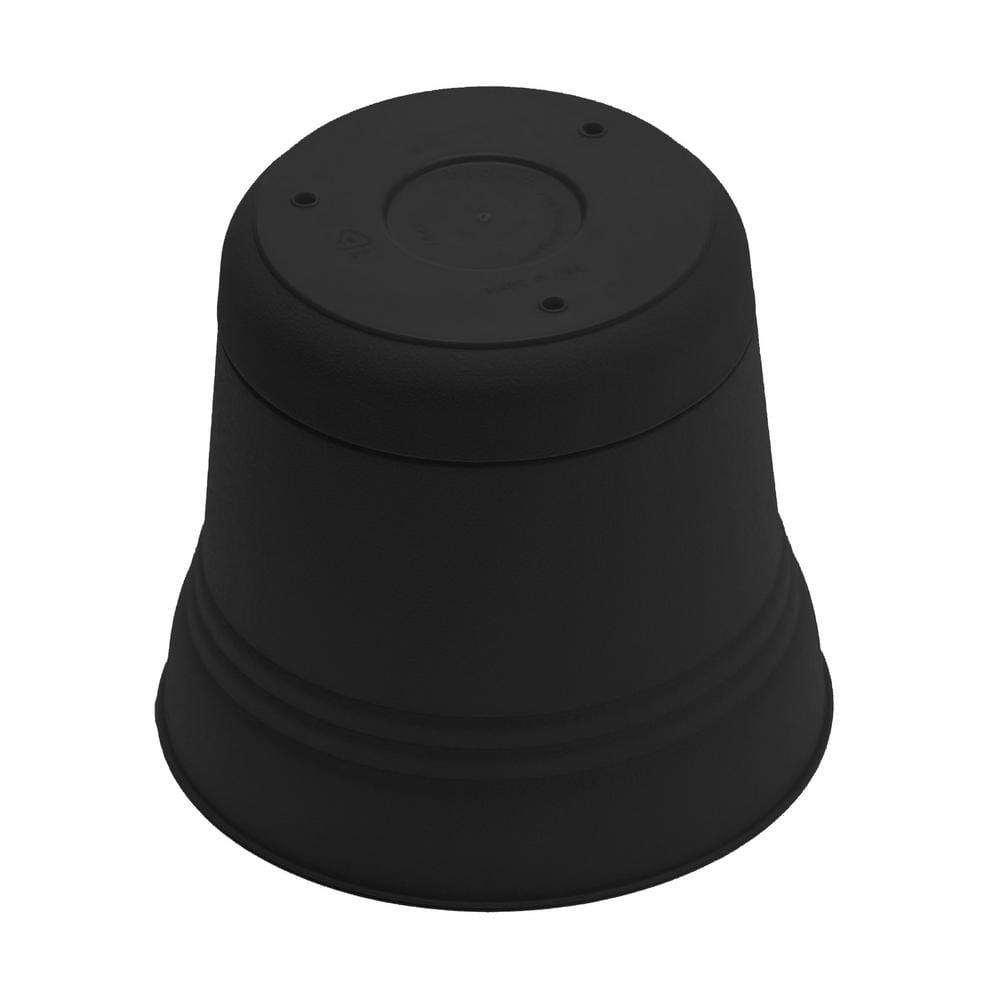 Bloem 14-in Saturn Round Resin Planter with Saucer - Black