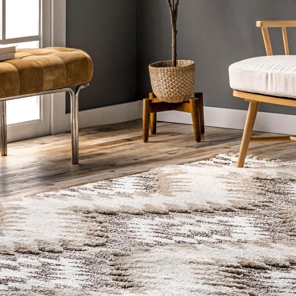 Nuloom Adelade Southwestern 4x6 Shag Indoor Area Rug for Living Room Bedroom Dining Room Nursery Kitchen, Beige/Ivory