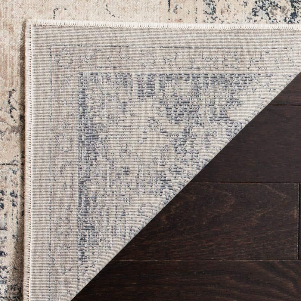 Vintage VTG117 Power Loomed Indoor Skid-Resistant Area Rug - Stone/Blue - 5'3"x7'6" - Safavieh