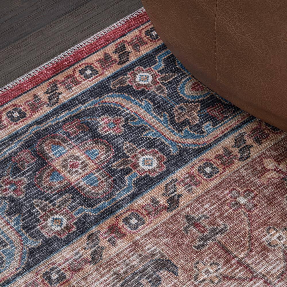Alacati Ogee Medallion Machine-Washable Red/Blue/Brown 3 ft. x 5 ft. Area Rug - JONATHAN Y