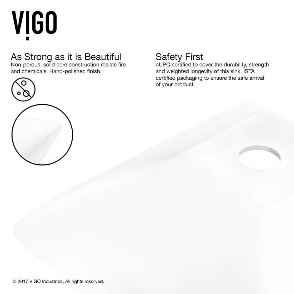 VIGO VG04004 Hibiscus 16" L x 16" W x 5" HMatte Stone White Handmade Square Vessel Bathroom Sink