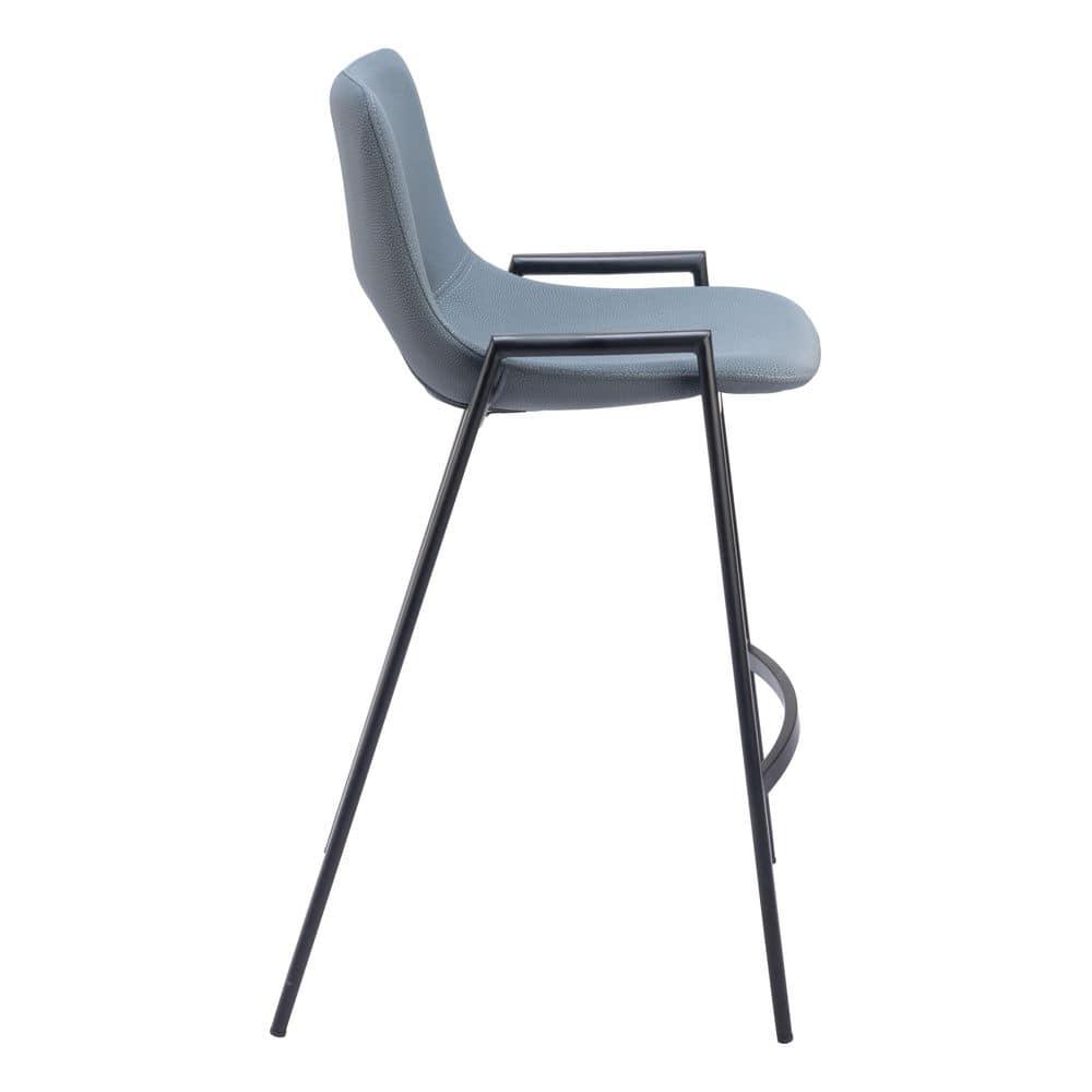 Desi Blue Faux Leather and Black Metal Counter Stool Set