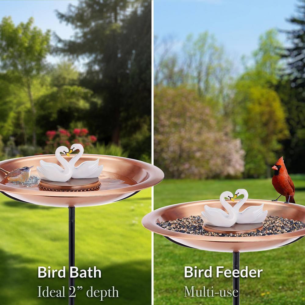 Good Directions 18" Copper Bird Bath with Swans