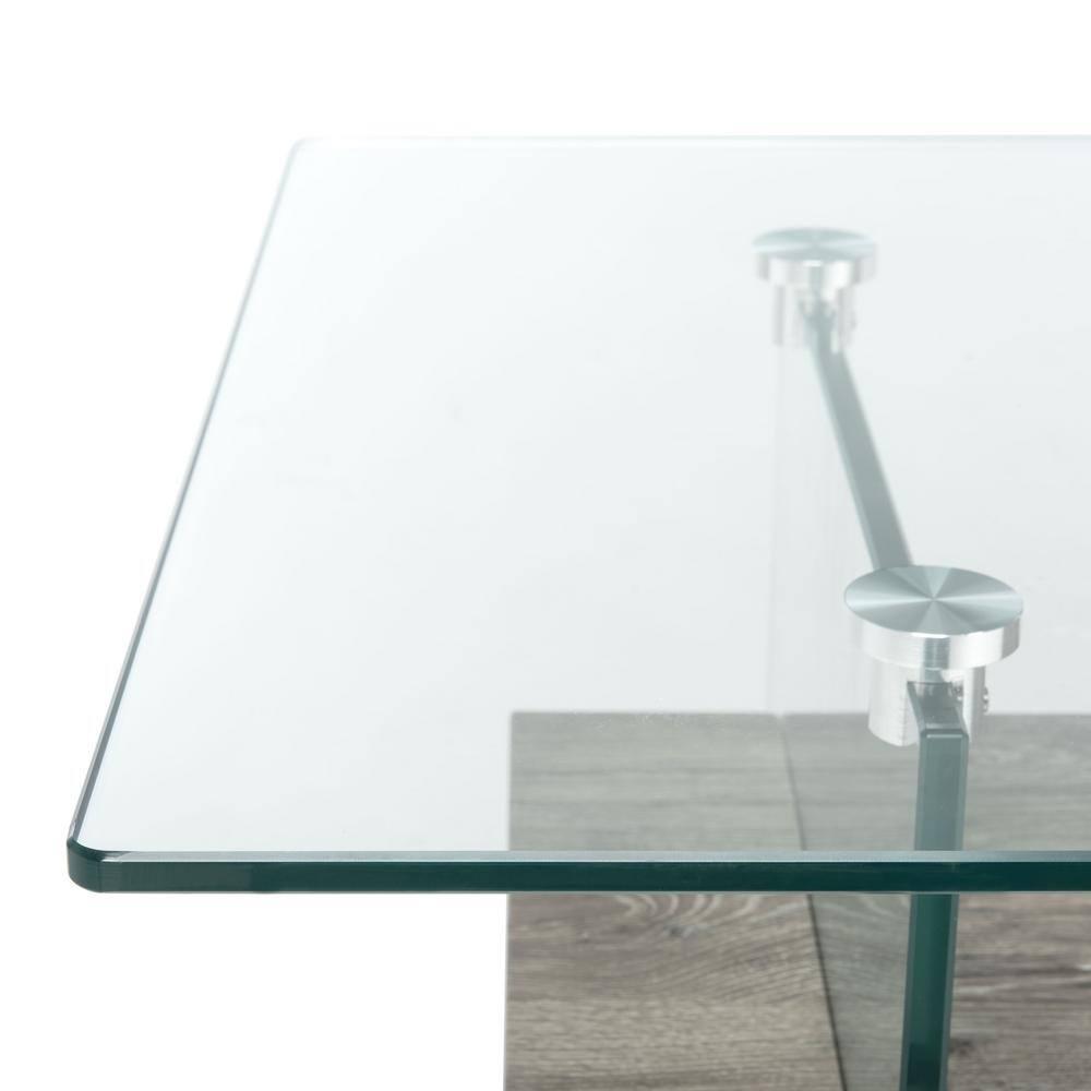 Kayley Coffee Table - Glass/Grey Oak - Safavieh