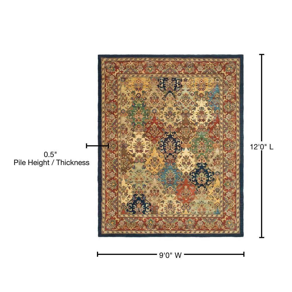 SAFAVIEH Heritage Malcolm Traditional Wool Area Rug, Multi/Burgundy, 9' x 12'