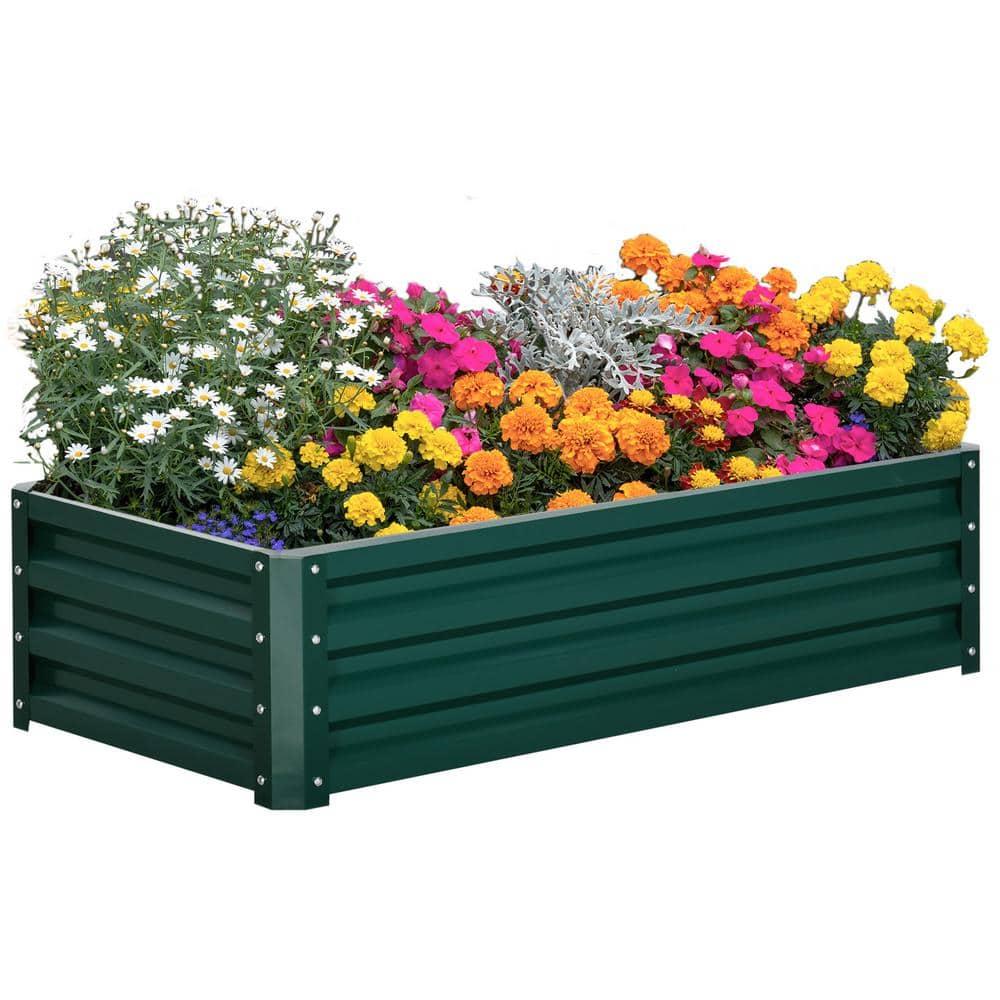 Galvanized Raised Garden Bed, 4' x 2' x 1' Metal Planter Box, for Growing Vegetables, Flowers, Herbs, Succulents, Green