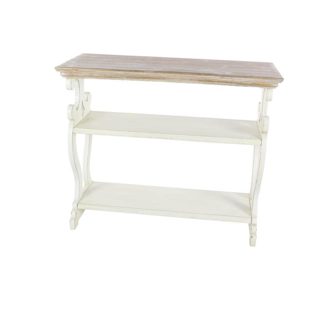 Farmhouse Wood Console Table Off White - Olivia & May: 2-Shelf Design, Tall Profile