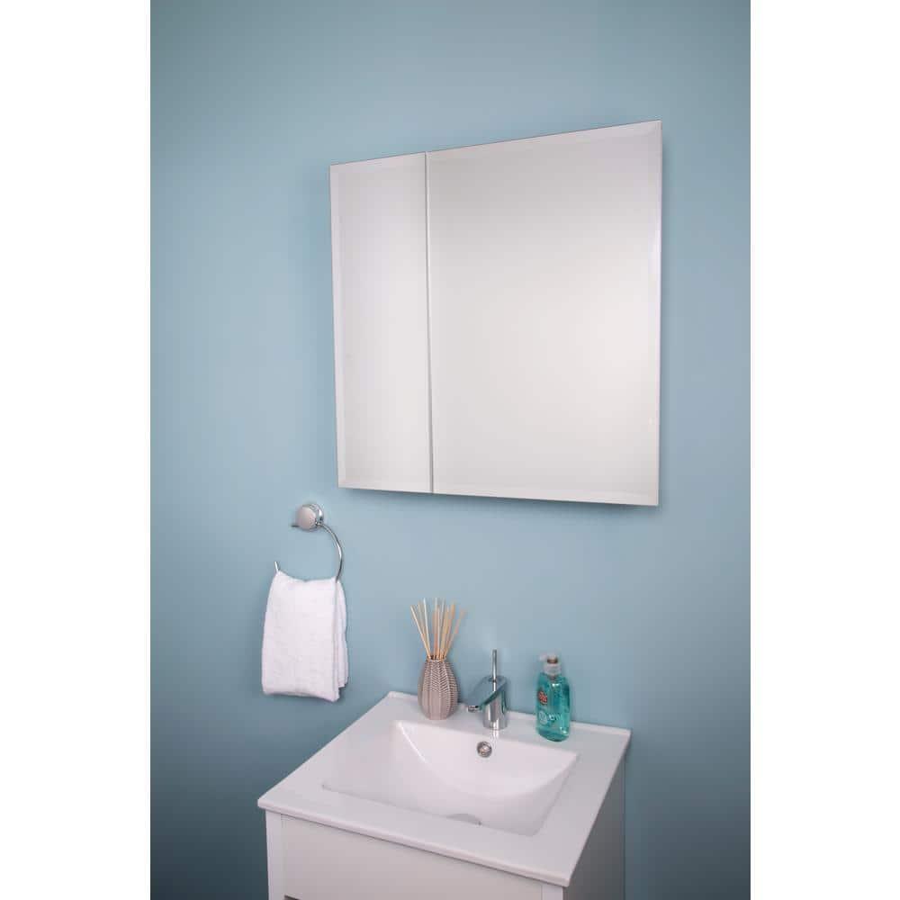 Croydex Wellington Double Door Aluminium Bathroom Medicine Cabinet in White (24x24in)