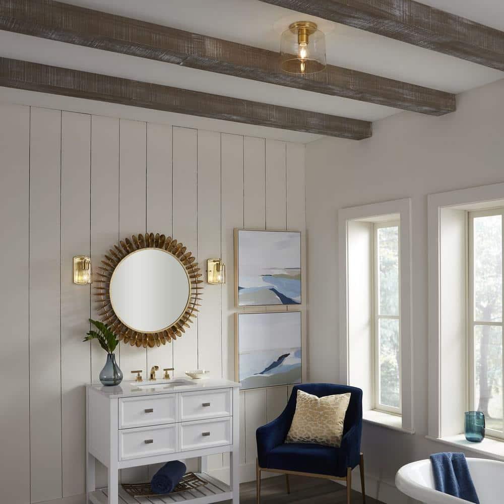 Progress Lighting Adley 1-Light Bath Wall Light, Satin Brass, Clear Glass Shade