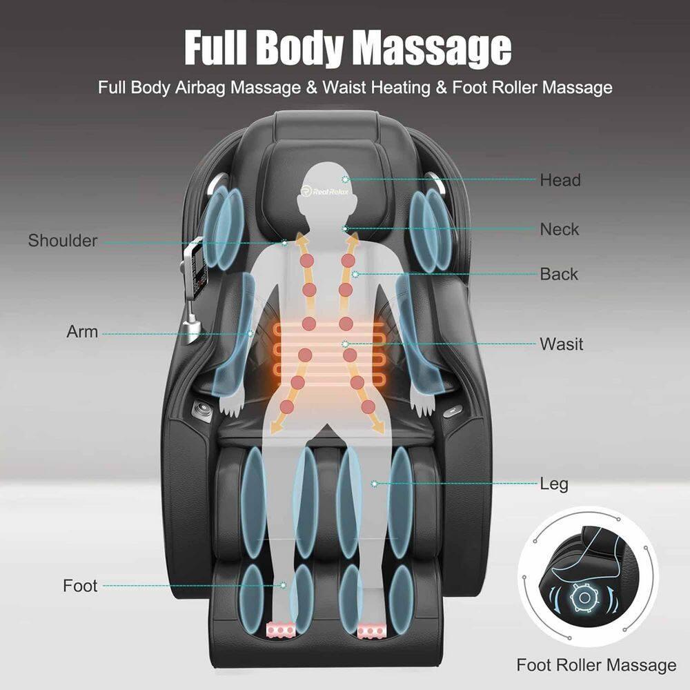 REALRELAX Favor-03 ADV Full Body Zero Gravity with Shiatsu Massage Chair,Black