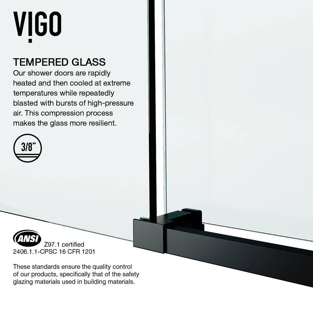 Elan E-Class 56-60" W x 76" H Sliding Frameless Shower Door with 3/8" Clear Glass