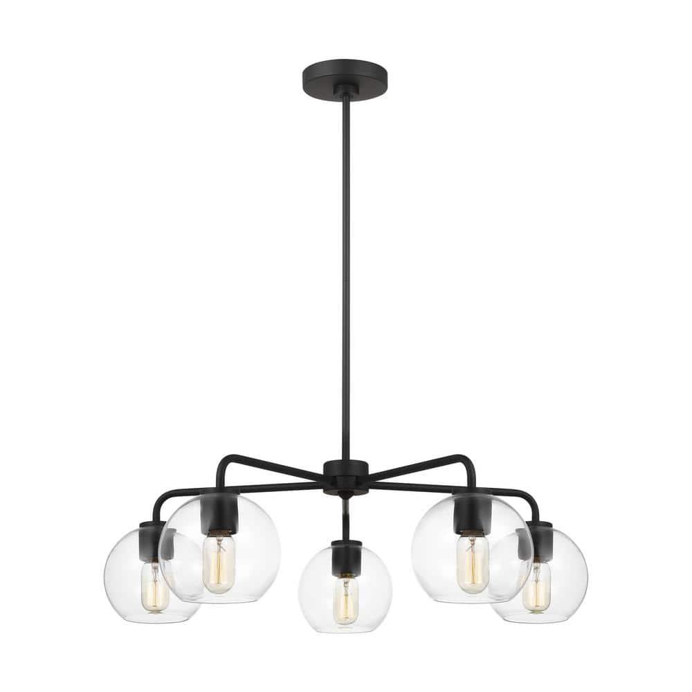 Generation Lighting Orley 5 -Light Matte Black Transitional For Use in Dining Rooms, Foyers, Living Rooms Chandelier