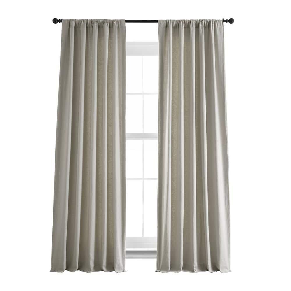 Exclusive Fabrics  French Linen Room Darkening Curtains Panel - Elegant luxurious Drapes (1 Panel) Fresh Khaki 50 X 96 96 Inches