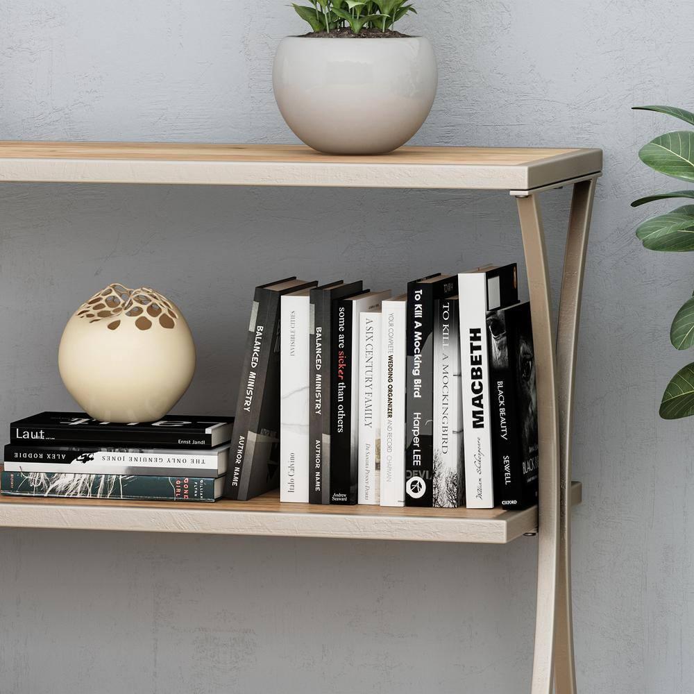 Noble House Ayaan Modern Industrial Handcrafted Mango Wood Console Table, Natural Finish and Silver