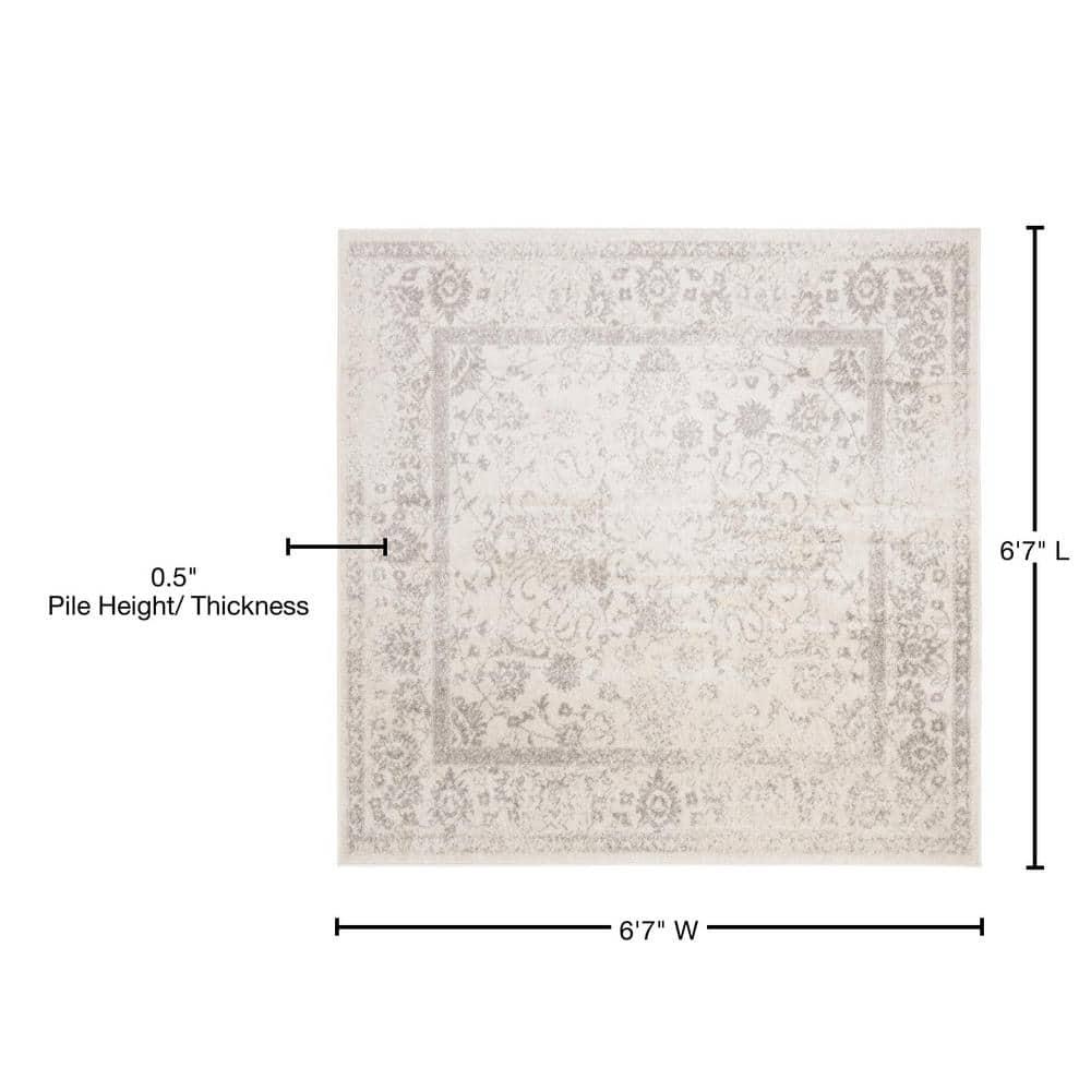 Adirondack ADR109 Machine Made Indoor Area Rug - Ivory/Silver - 6'-7"x6'-7" - Safavieh