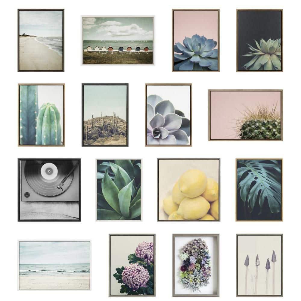 (Set of 3) 23" x 33" Sylvie Succulent Framed Canvas Set Gold - Kate & Laurel All Things Decor: Tranquil Botanical Art