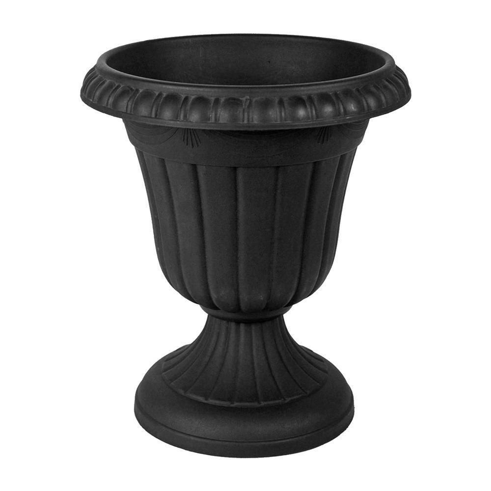 Arcadia Garden Products 16x18" Traditional Plastic Urn Planter, Black