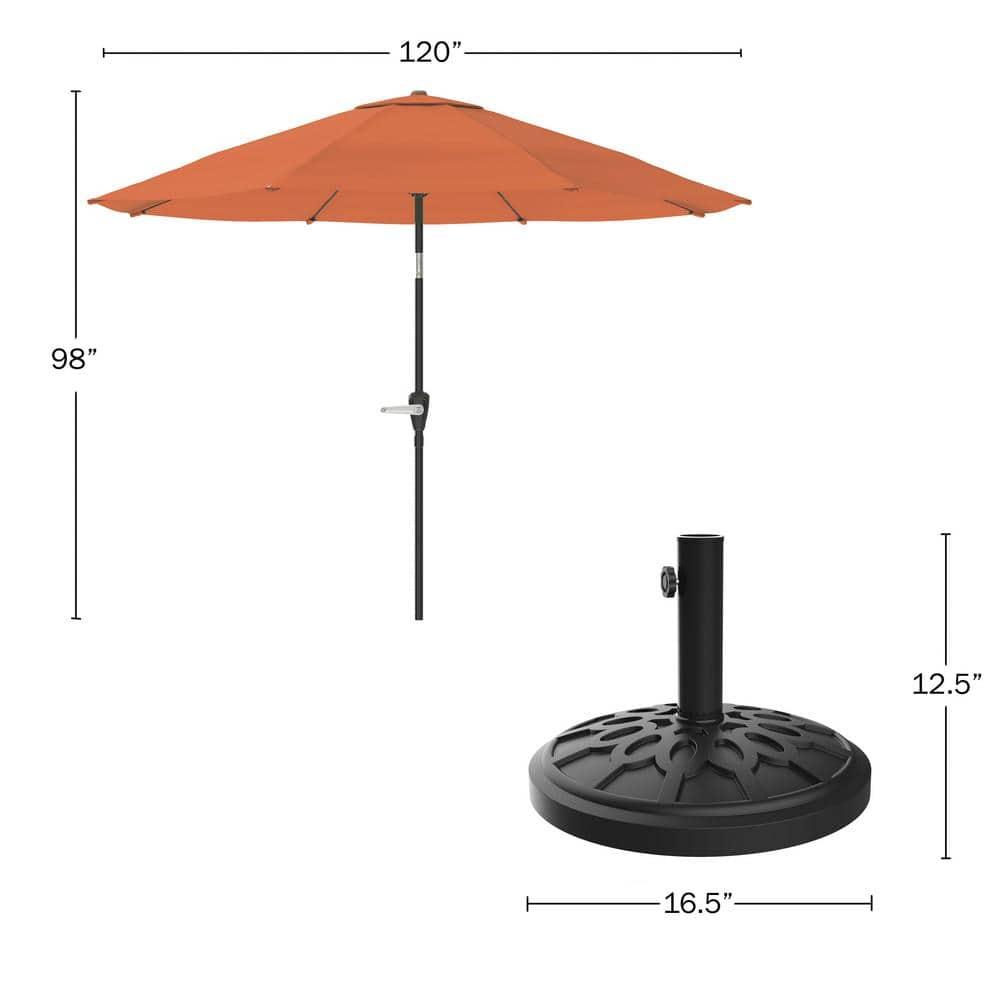 Pure Garden 10 Ft Patio Umbrella with Base, Orange