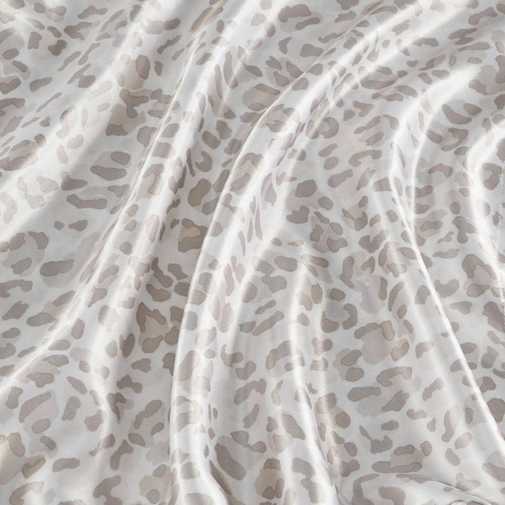 King Satin Luxury 2pc Pillowcase Set Taupe Leopard