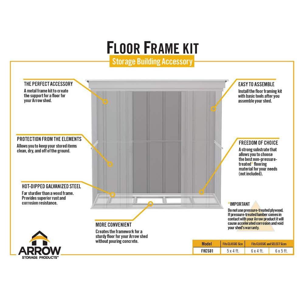Arrow Grey Floor Frame Kit for Arrow Classic Sheds 5x4, 6x4, 6x5 ft. and Arrow Select Sheds 6x4 and 6x5 ft.