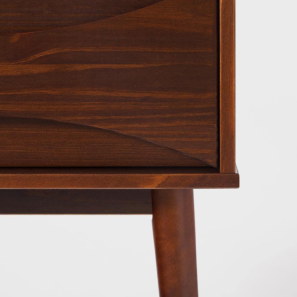 George Oliver Mid-Century Modern 1-Drawer Solid Wood Nightstand – Walnut