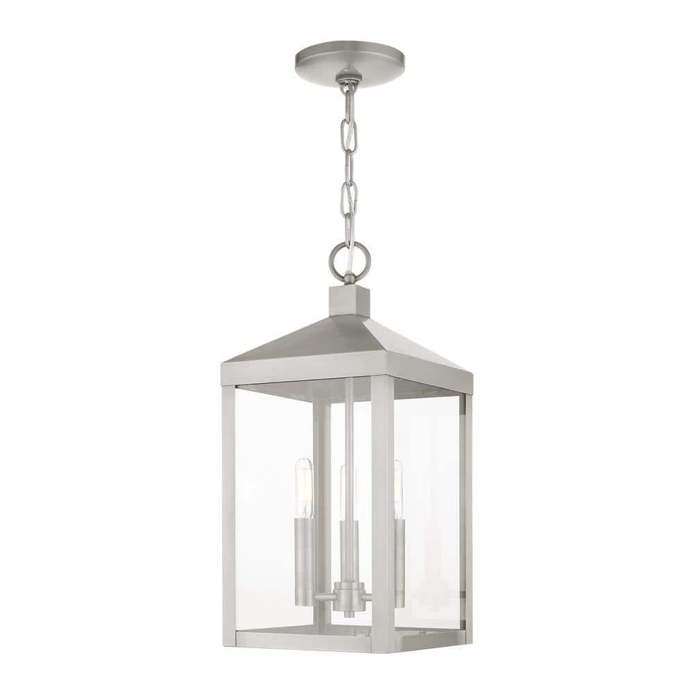 3 Light Outdoor Pendant Lantern with Clear Glass Shade