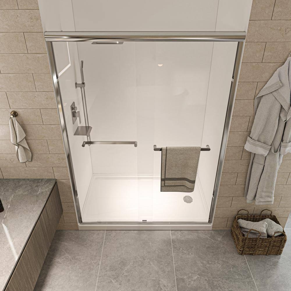 56"-60" W x 72" H Double Sliding Semi-frameless Shower Door with Two Handles