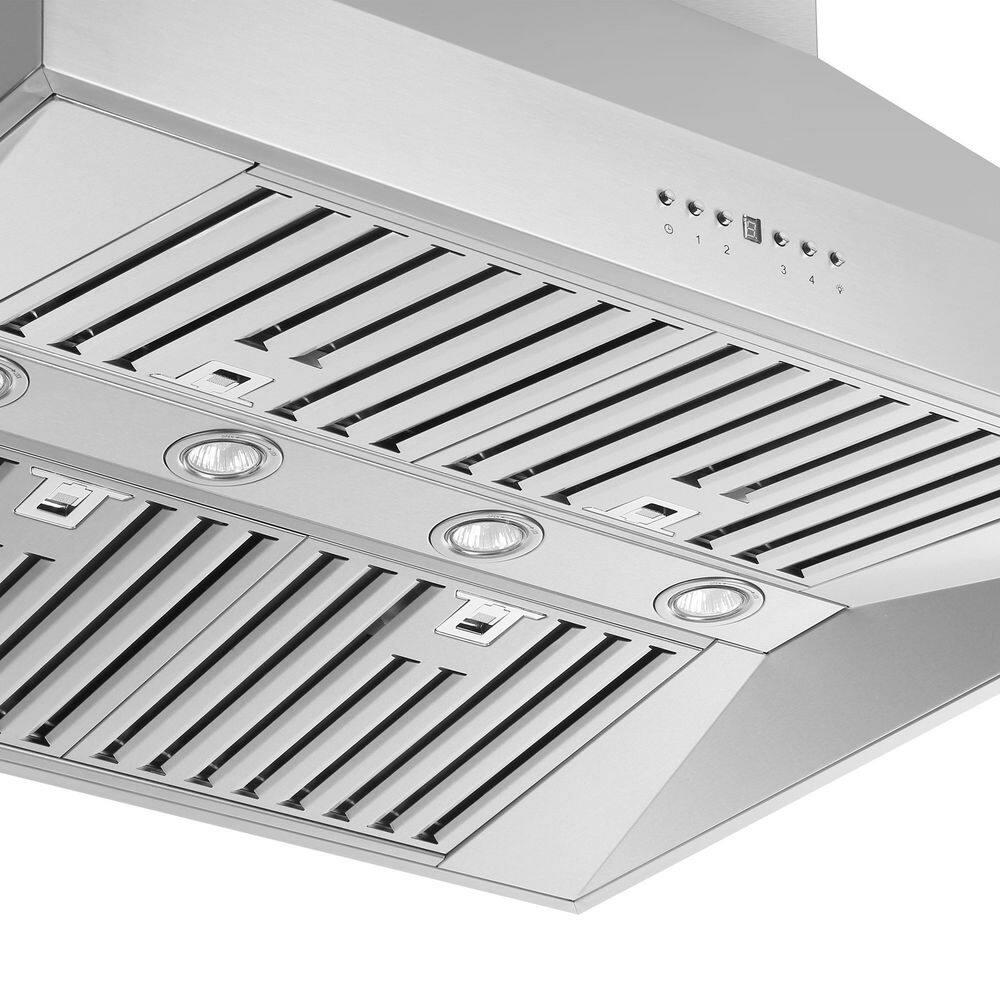 Forno Orvieto 36-inch Wall Mount Range Hood, 1200 CFM Double Motor, 4 Speed Control, All Stainless Steel