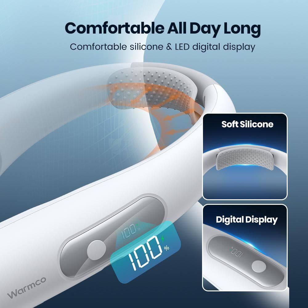 1.78 in. 4-Speeds Personal Fan in White, 10000mAh Portable Neck Fan, Rechargeable, 360° All Around Cooling