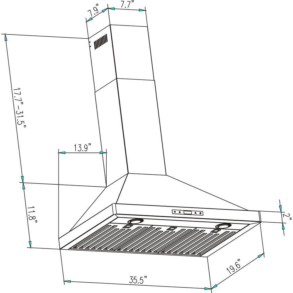 Empava Empava 36" Metal 380 CFM Convertible Wall Range Hood with Baffle Filter