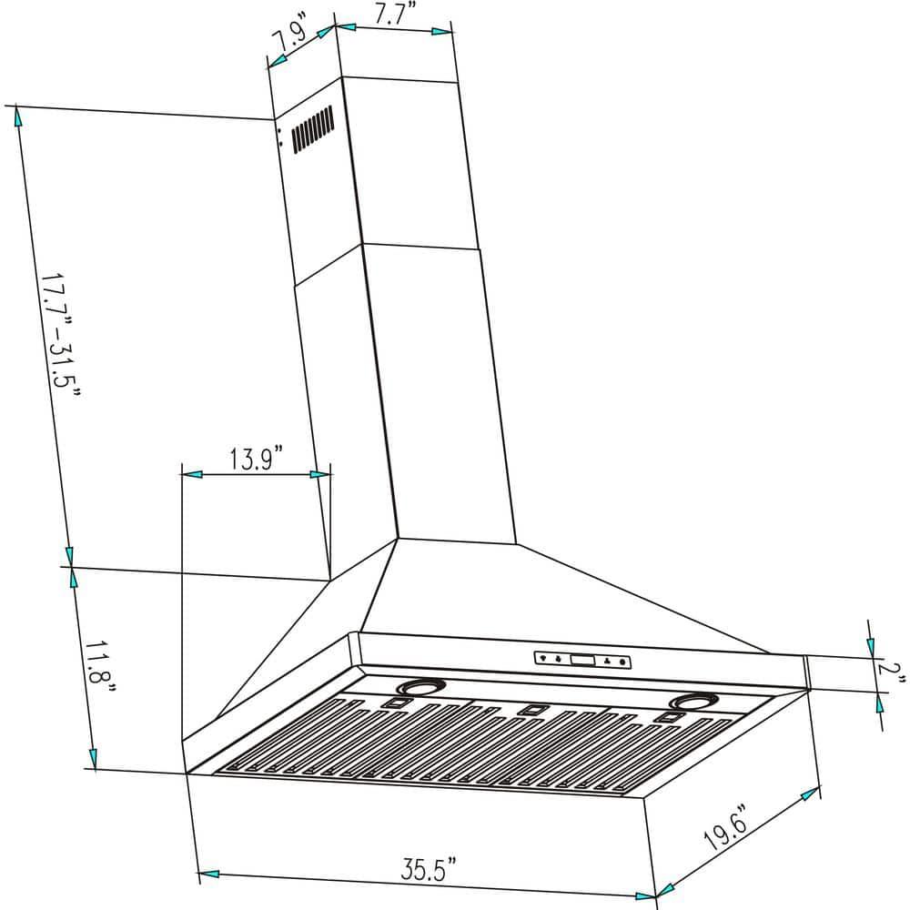 Empava Empava 36" Metal 380 CFM Convertible Wall Range Hood with Baffle Filter