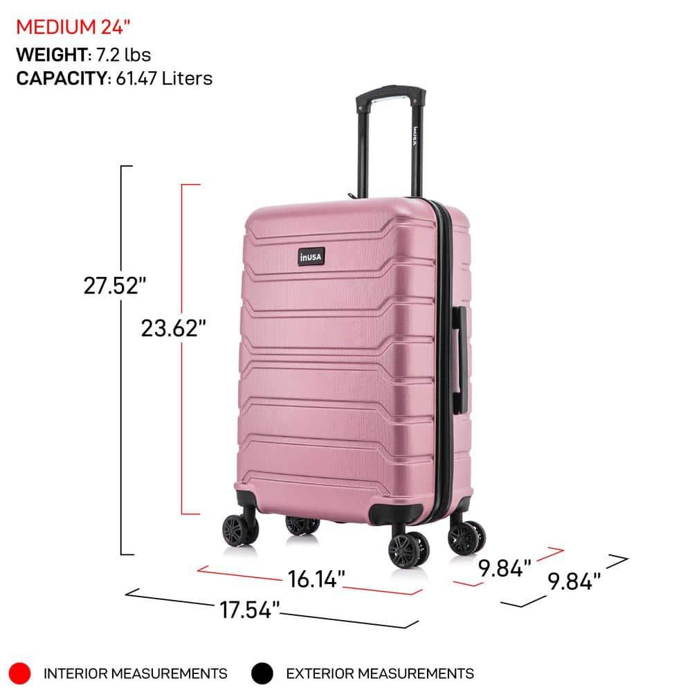 InUSA Trend 24" Hardside Lightweight Luggage with Spinner Wheels, Handle, and Trolley, Rose Gold