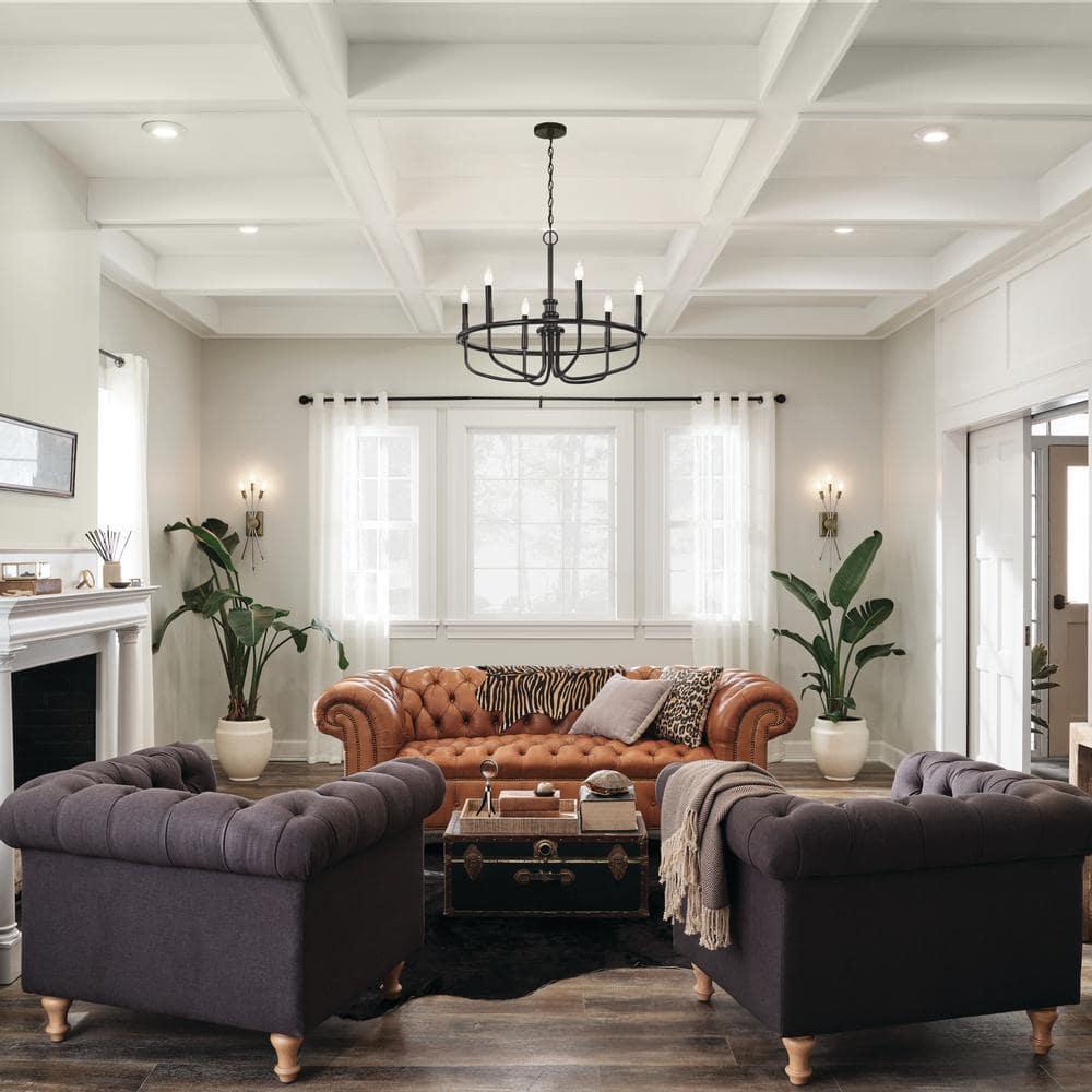 Capitol Hill Modern Black 6-Light Chandelier with Candle Sleeves
