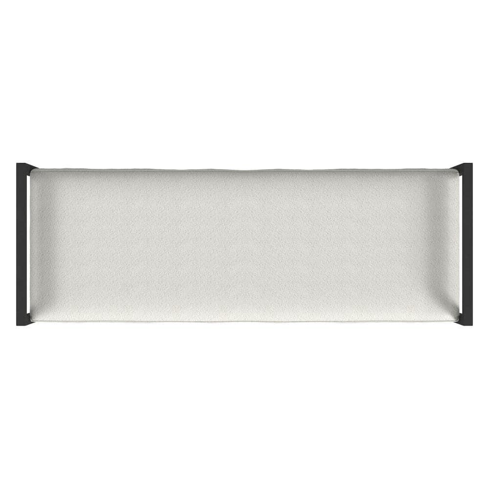 HomePop Modern Metal Bench Cream: Rectangle Upholstered Indoor Bench, End of Bed Seating, Polyester