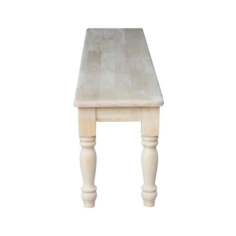 72" Shaker Style Bench with Turned Legs Unfinished - International Concepts: Solid Wood, Entryway Seating