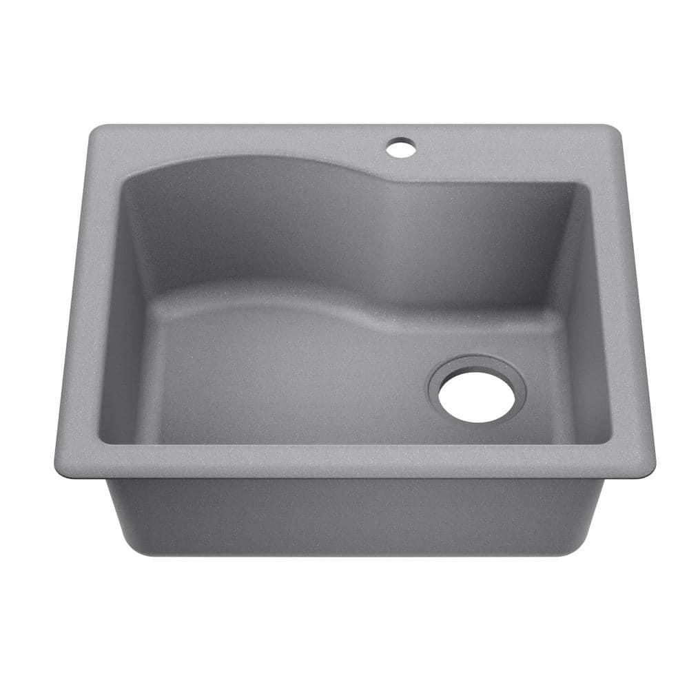 KRAUS Quarza™ 25" L Dual Mount Single Bowl Granite Kitchen Sink