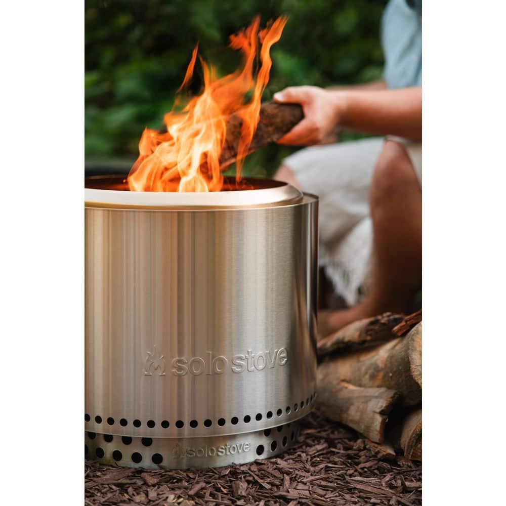 Solo Stove Bonfire 2.0 with Stand, Smokeless Fire Pit | Wood Burning Fireplaces W/ Removable Ash Pan, Portable Outdoor Firepit - for Camping, Stainless Steel, H: 16.75 in x Dia: 19.5 in, 25.1 lbs