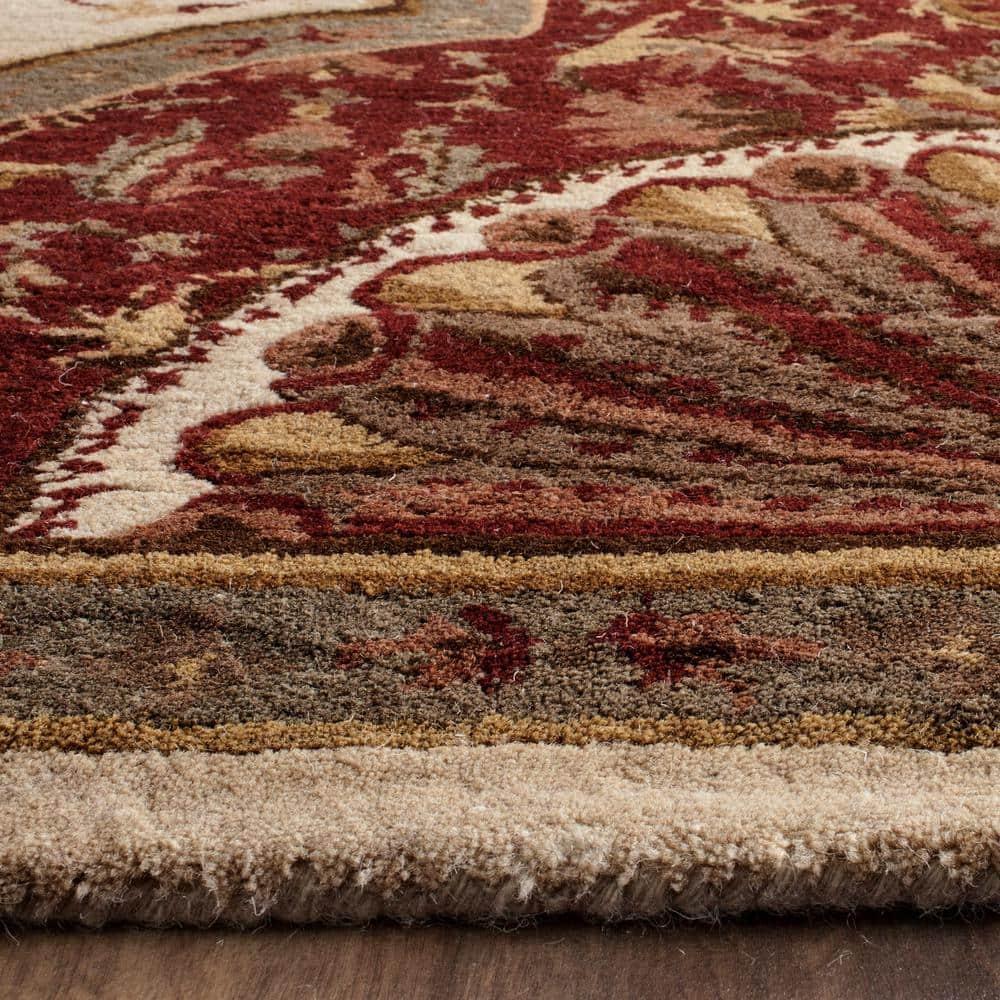 Empire EM459 Hand Tufted Indoor Runner - Ivory/Red - 2'6"x8' - Safavieh