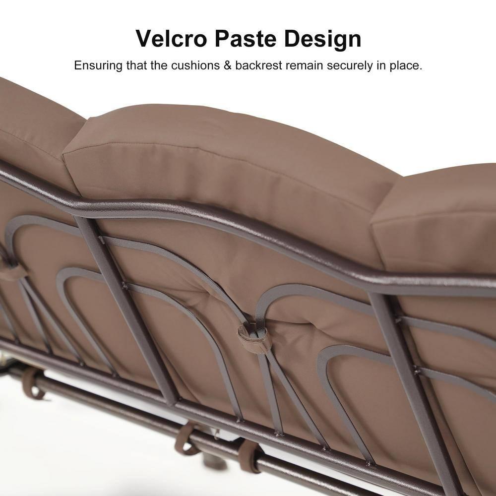 PURPLE LEAF 3-Seat Deluxe Outdoor Patio Porch Swing with Weather Resistant Steel Frame, Adjustable Tilt Canopy, Cushions and Pillow Included, Beige