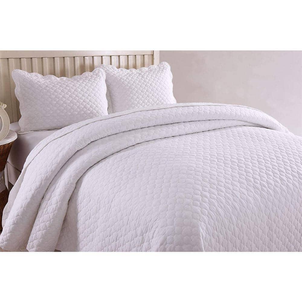 MarCielo WhiteCT Quilt Peony Cotton Geometric Shapes Quilt Set