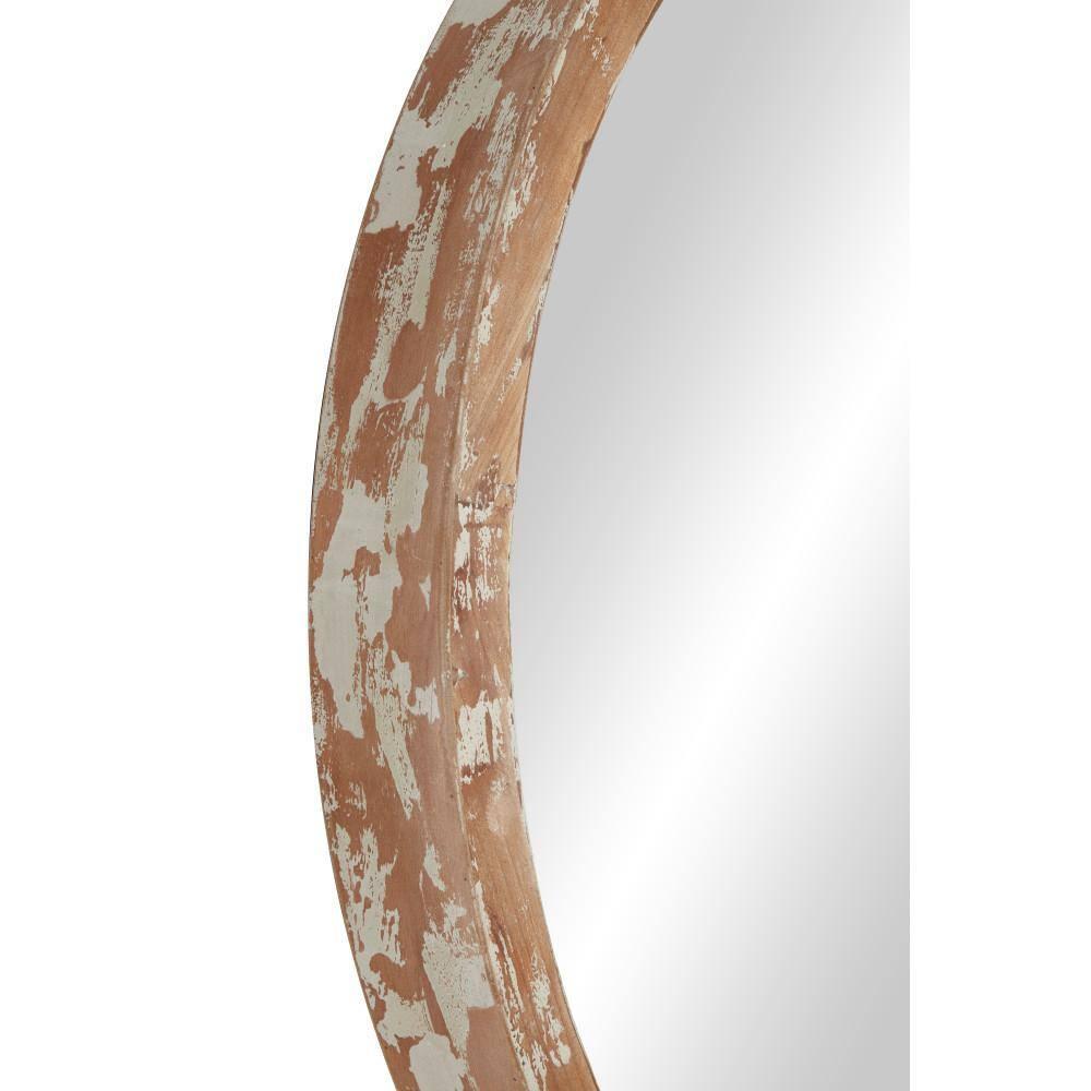 Olivia & May Vintage Wall Mirror Brown: Round Wood Frame, No Assembly, Spot Clean, 39.5" Diameter