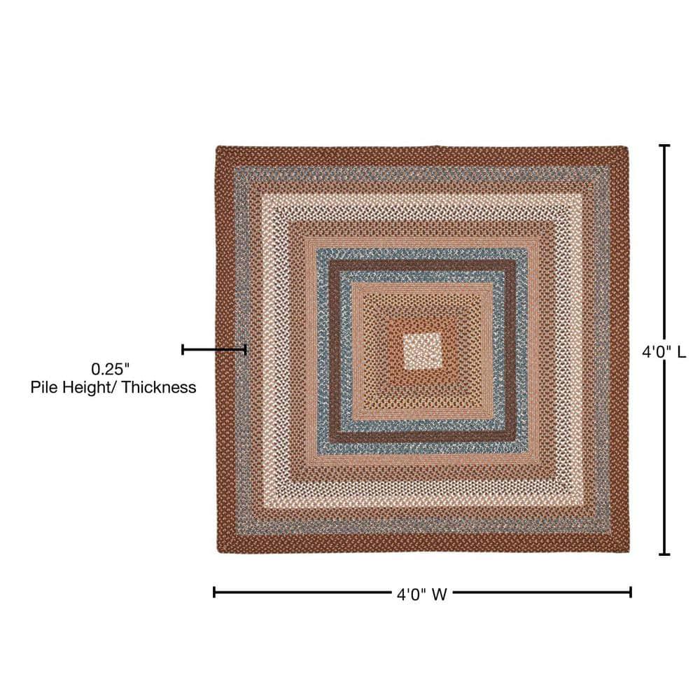 Braided BRD313 Hand Woven Area Rug - Brown/Multi - 4'x4' - Safavieh.