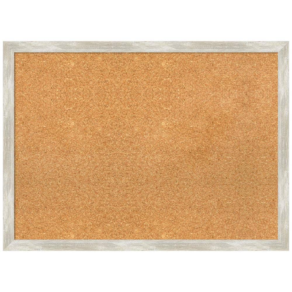 Amanti Art Natural Cork Board Framed Crackled Metallic Narrow Bulletin Board 30 in. x 22 in.